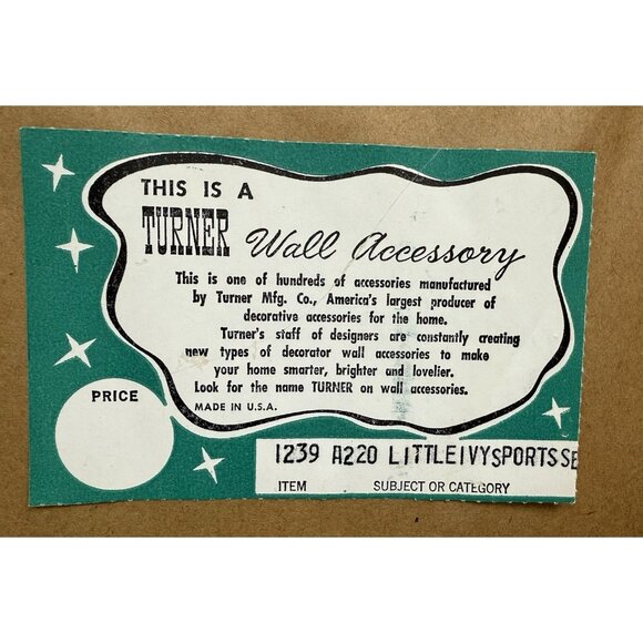 Vtg Turner Wall Accessory Little Ivy Sports Picture Wall Art‎ 1960s Made in USA - Picture 4 of 8